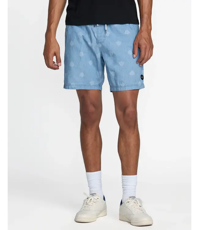RVCA ESCAPE ELASTIC WAIST CHAMBRAY SHORTS