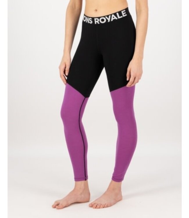 Mons Royale Women's Cascade Merino Base Layer Legging-Purple Bolt
