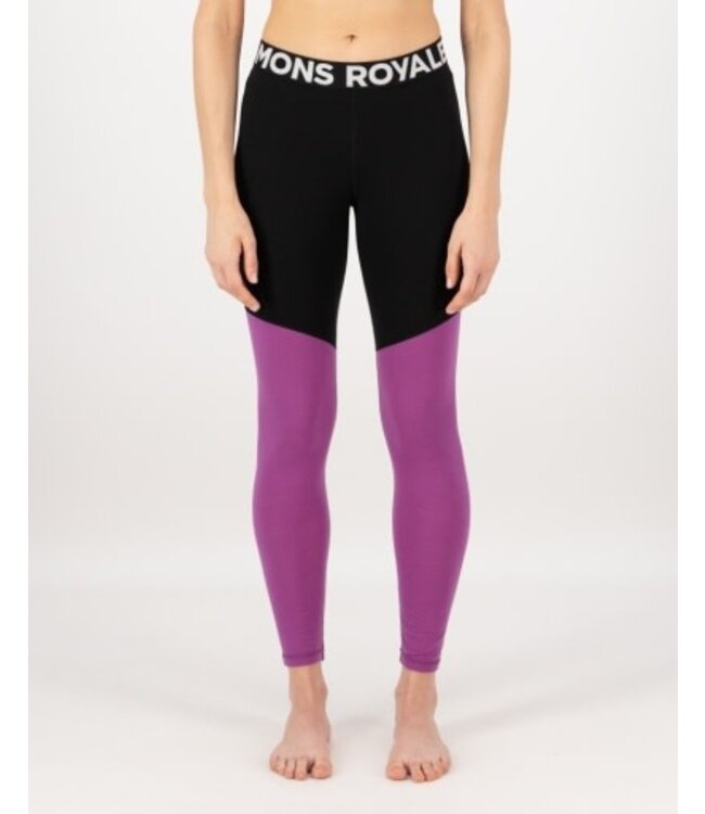Mons Royale Women's Cascade Merino Base Layer Legging-Purple Bolt