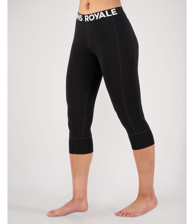 Mons Royale Women's Cascade Merino Base Layer 3/4 Legging-Black