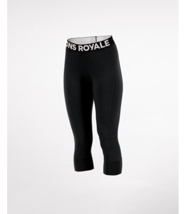 Mons Royale Women's Cascade Merino Base Layer 3/4 Legging-Black