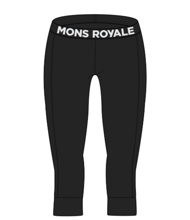 Mons Royale Women's Cascade Merino Base Layer 3/4 Legging-Black