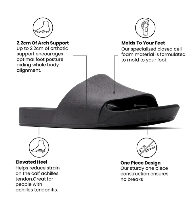 Archies Arch Support Slides Black