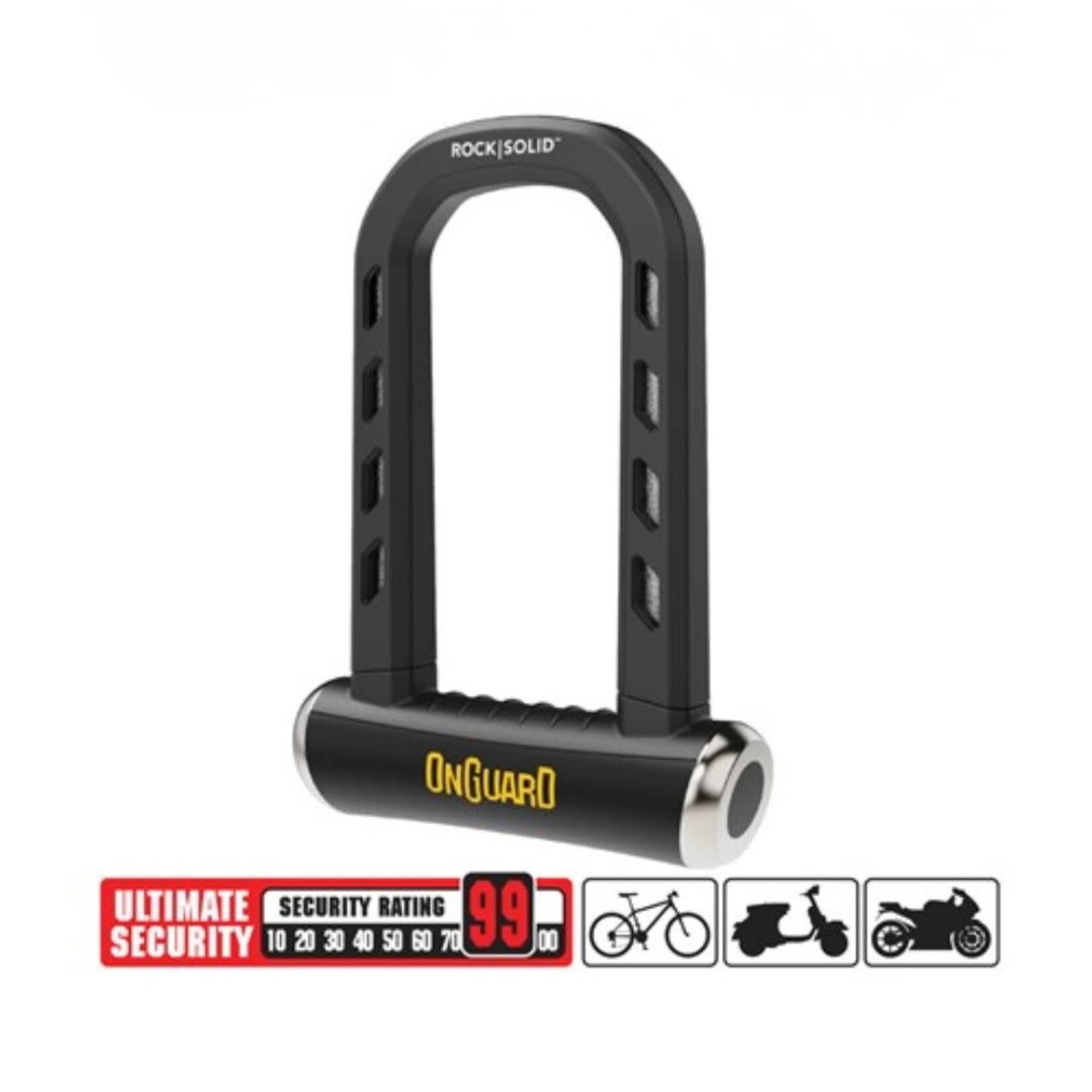 OnGuard RockSolid U-Lock Keyed - 9cm x 17.5cm D 14mm
