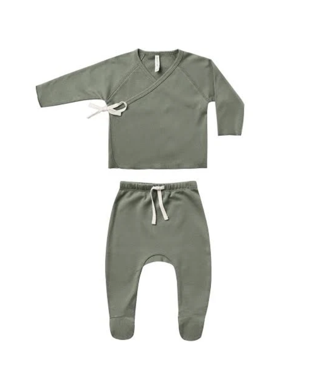 Quincy Mae Wrap Top and Footed Pants Set - Basil Quincy Mae Wrap Top and Footed Pants Set - Basil