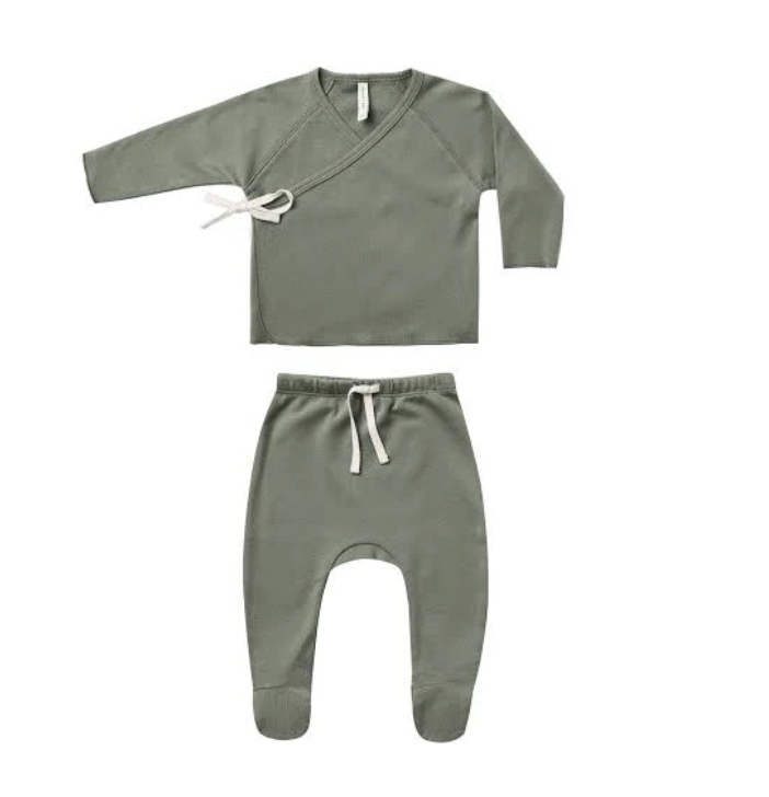 Quincy Mae Wrap Top and Footed Pants Set - Basil Quincy Mae Wrap Top and Footed Pants Set - Basil