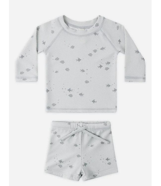 Quincy Mae Finn Rashguard Short Set Fish