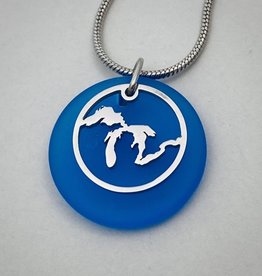 GREAT LAKES BEACH GLASS NECKLACE-SUPERIOR BLUE
