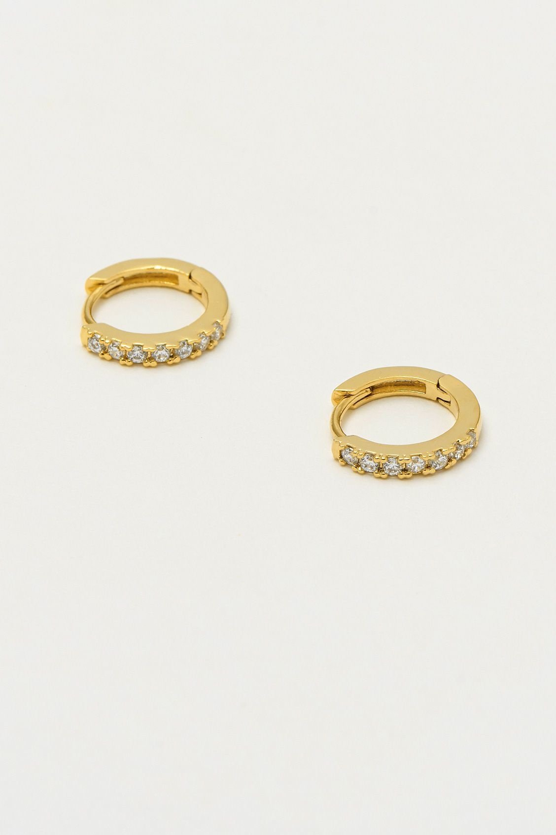 estella bartlett [EB1957] Pave Set Hoop Earrings Gold Plated, With White CZ
