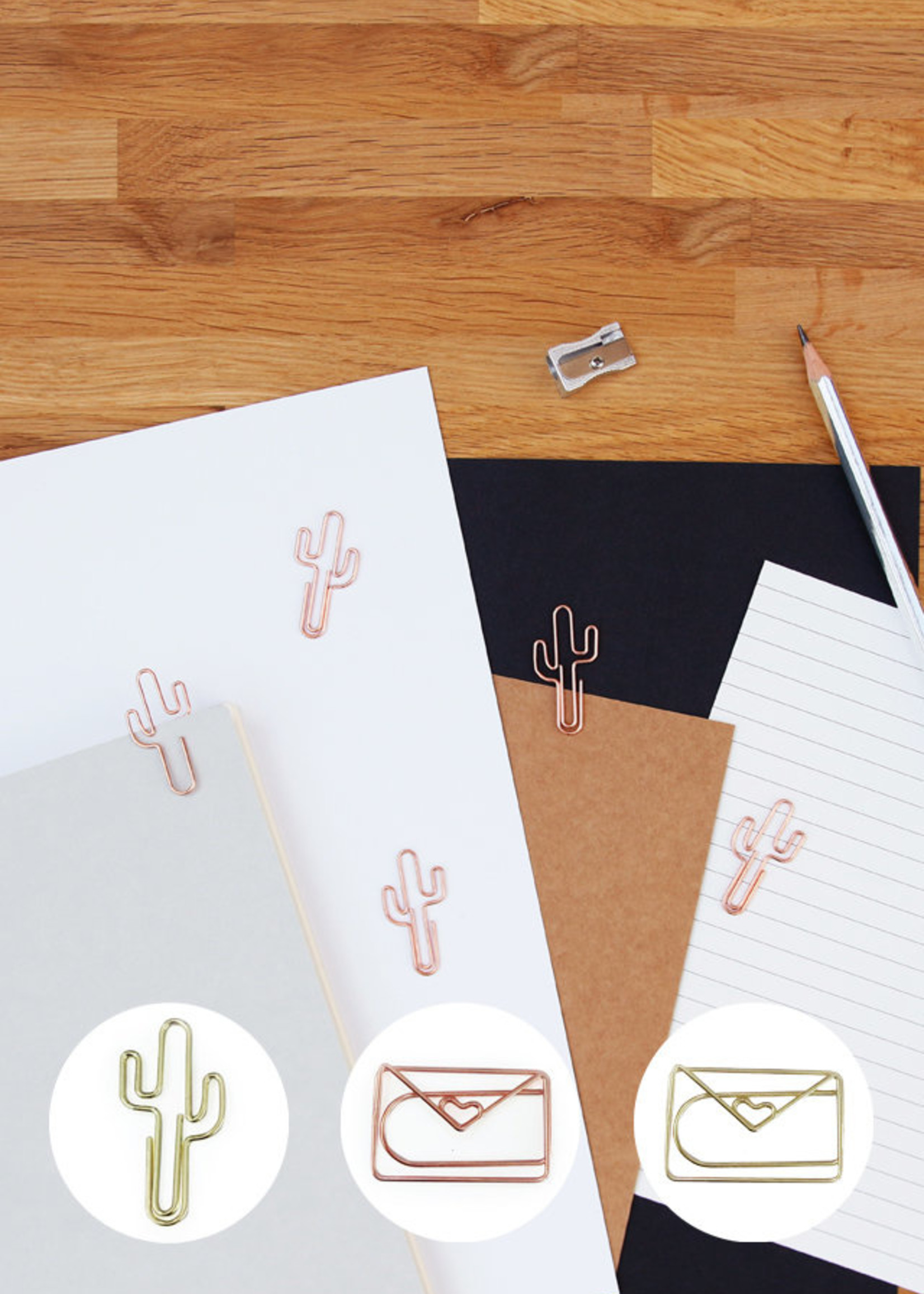 PAPER CLIPS CACTUS rose GOLD