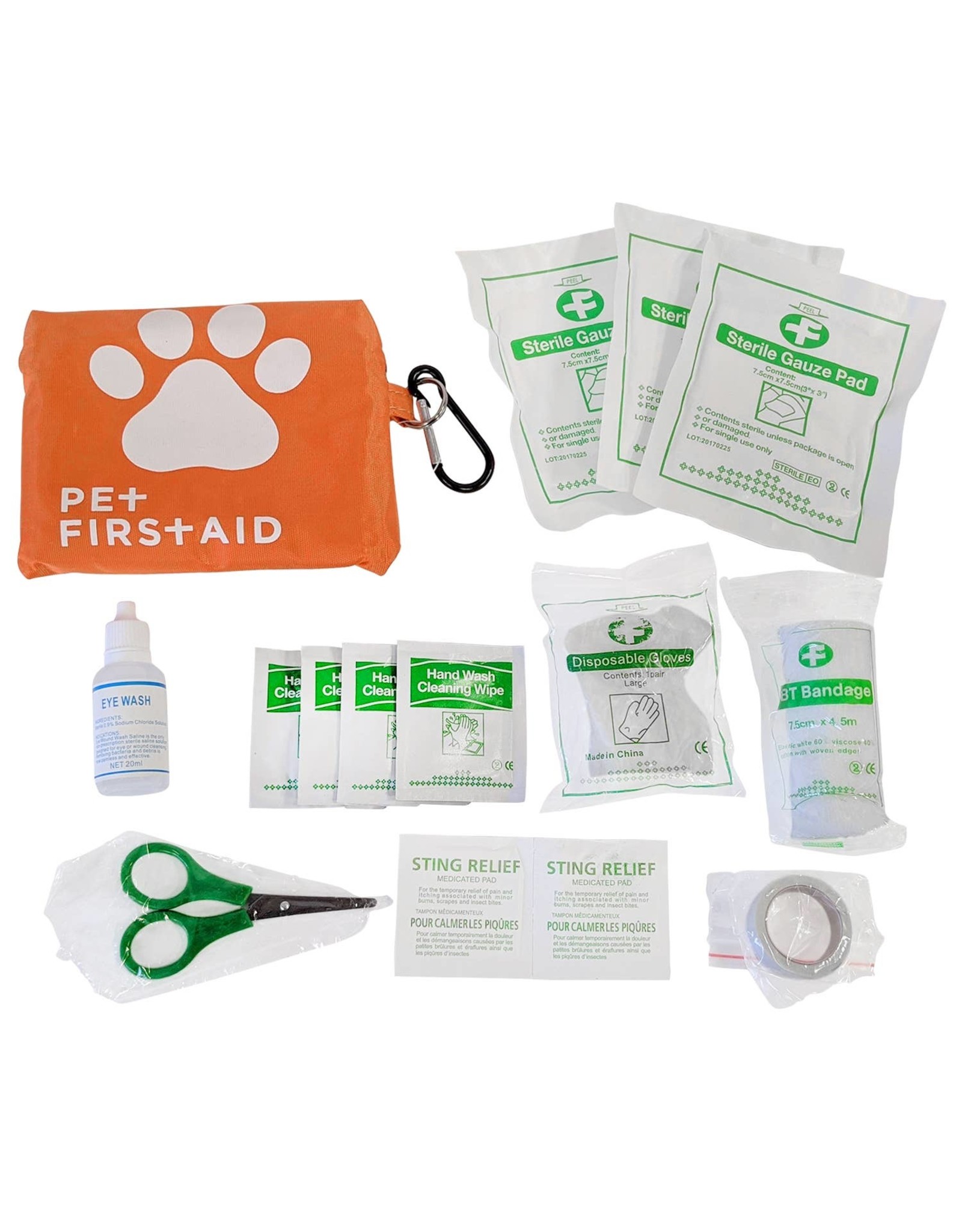 19 Piece Pet Travel First Aid Kit with Carabiner