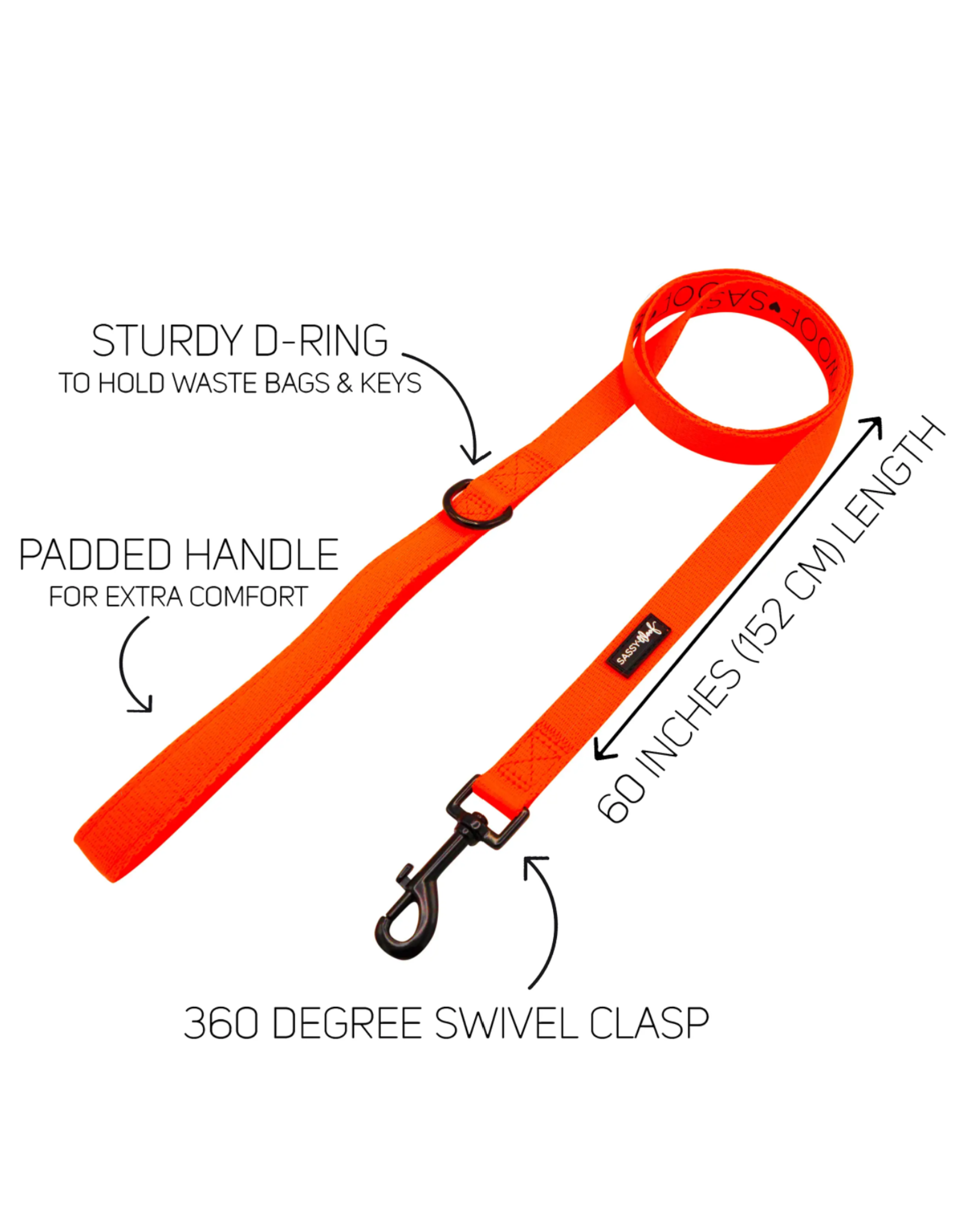 Sassy Woof 'Neon Orange' Dog Fabric Leash