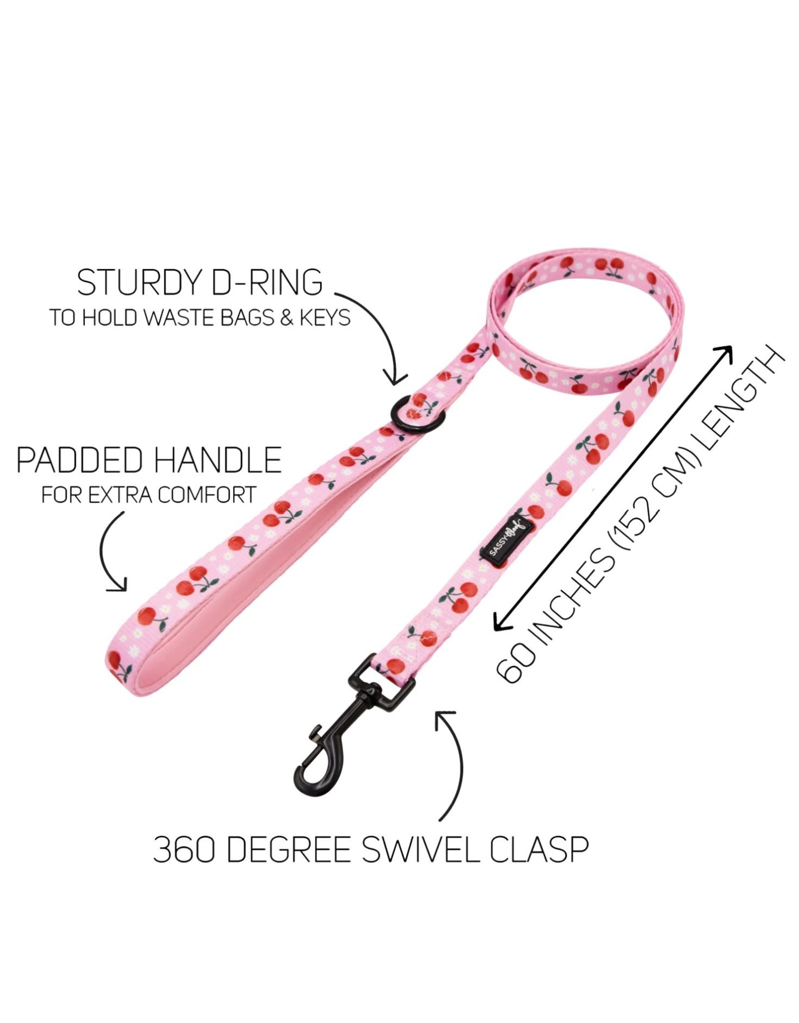 Sassy Woof 'Mon Cherry' Dog Fabric Leash
