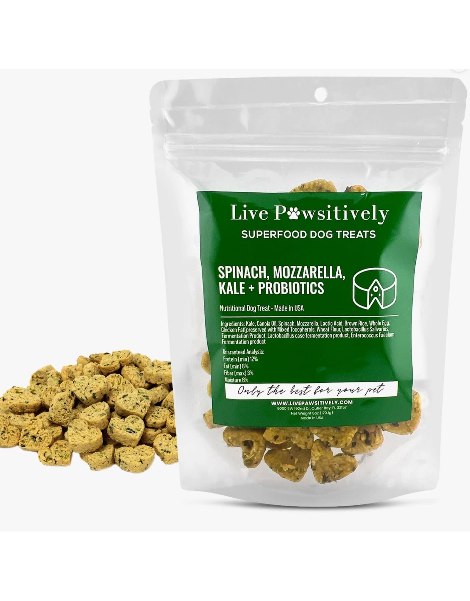 Live Pawsitive Spinach, Mozzarella, Kale & Probiotics (Soft Dog Treat)