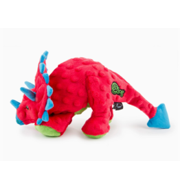 Pet Pallete goDog Dino Triceratops w/Chew Guard Plush Dog Toy Red