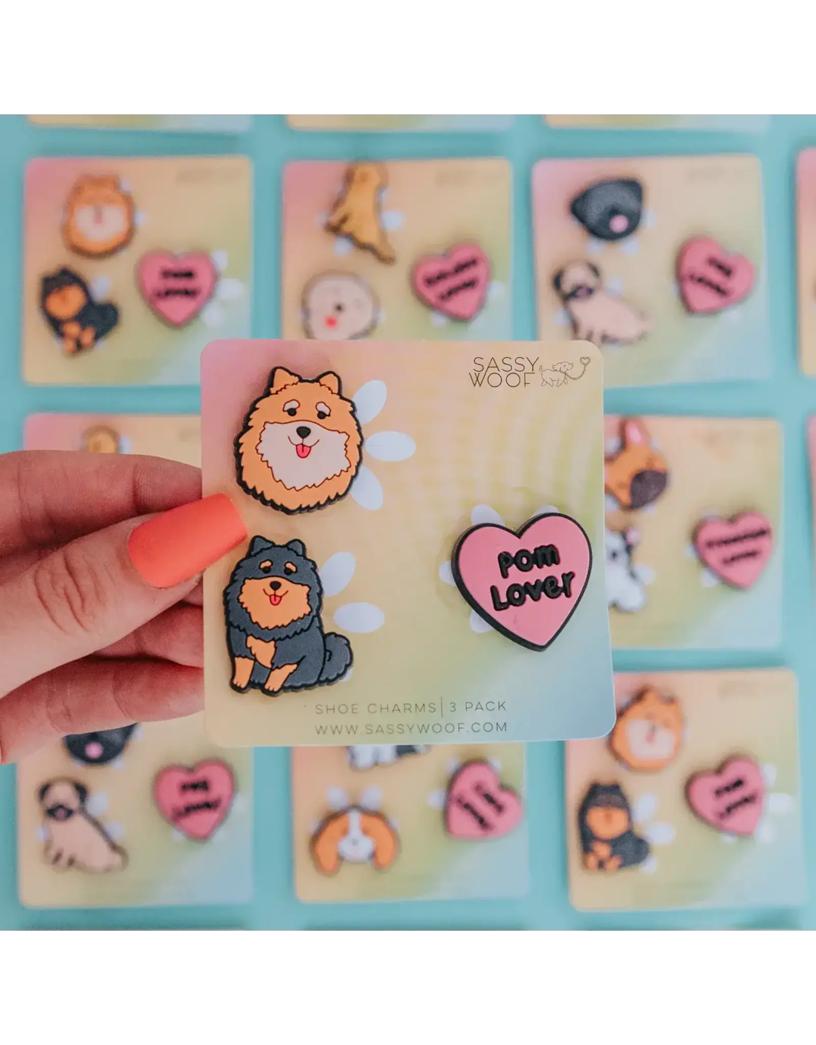 Sassy Woof Shoe Charm - Poms