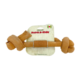 HuggleHounds Huggle-Hide® Natural Leather Knotted Bone Dog