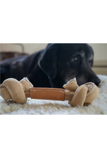 HuggleHounds Huggle-Hide® Natural Leather Knotted Bone Dog