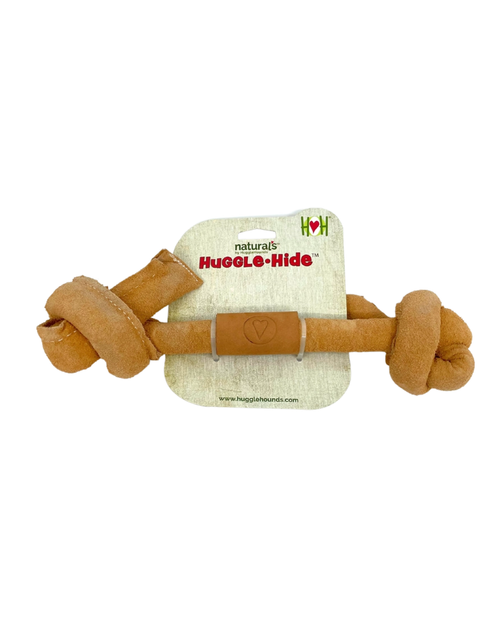HuggleHounds Huggle-Hide® Natural Leather Knotted Bone Dog