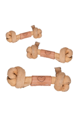 HuggleHounds Huggle-Hide® Natural Leather Knotted Bone Dog