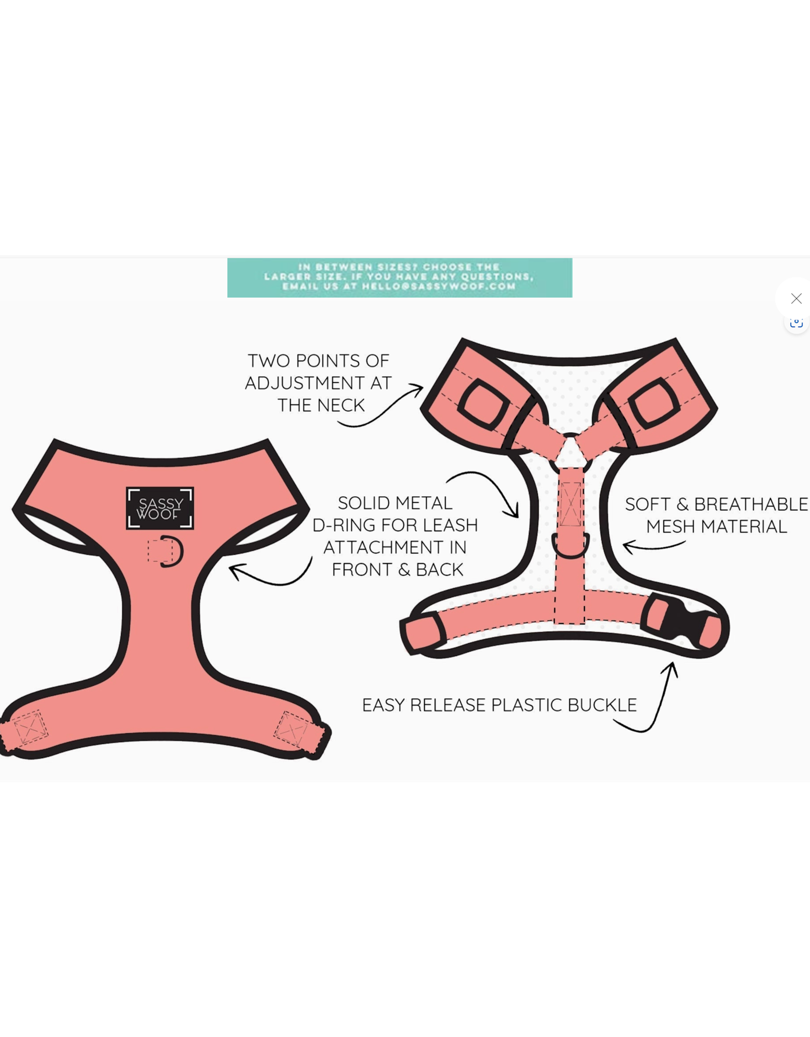 Sassy Woof Dog Adjustable Harness - Reflection