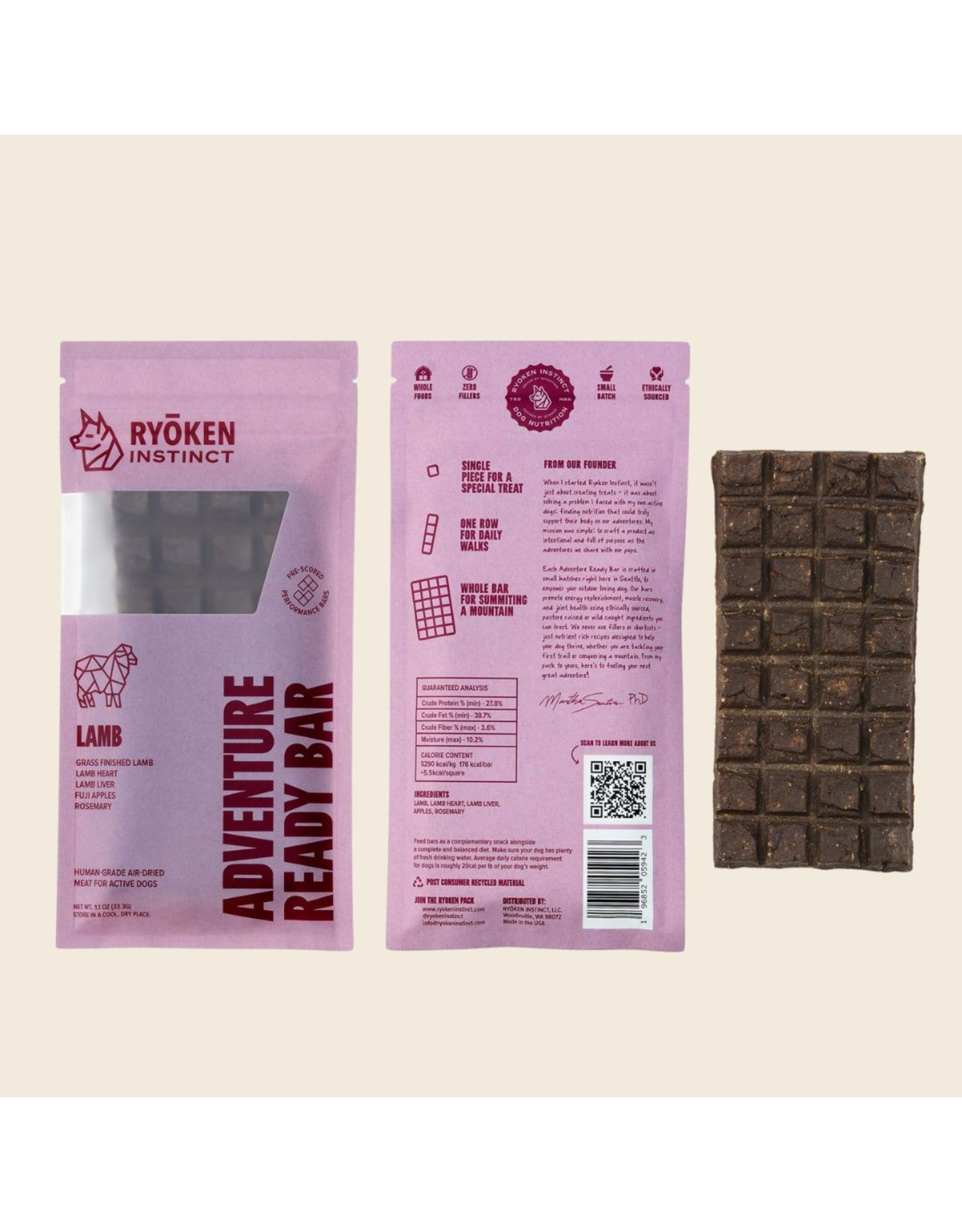 Ryoken Instinct Lamb Treat & Snack Bar - Energy & Recovery