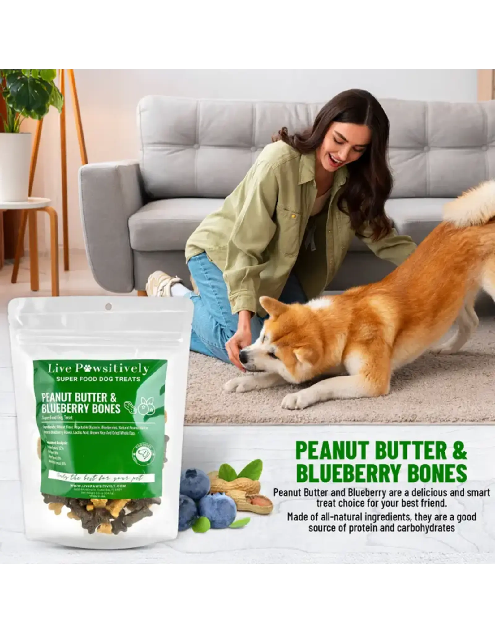 Live Pawsitive Peanut Butter & Blueberry Bones