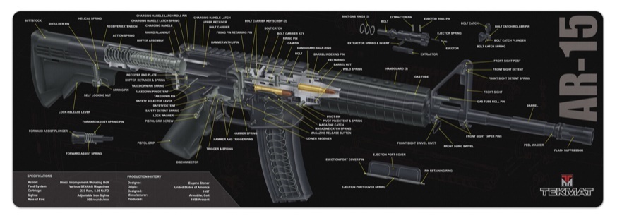 TekMat Firearms Cleaning Mat AR-15 Diagram (12x36)