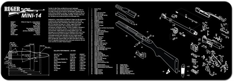 TekMat Firearms Cleaning Mat Ruger Mini 14 Diagram (12x36)