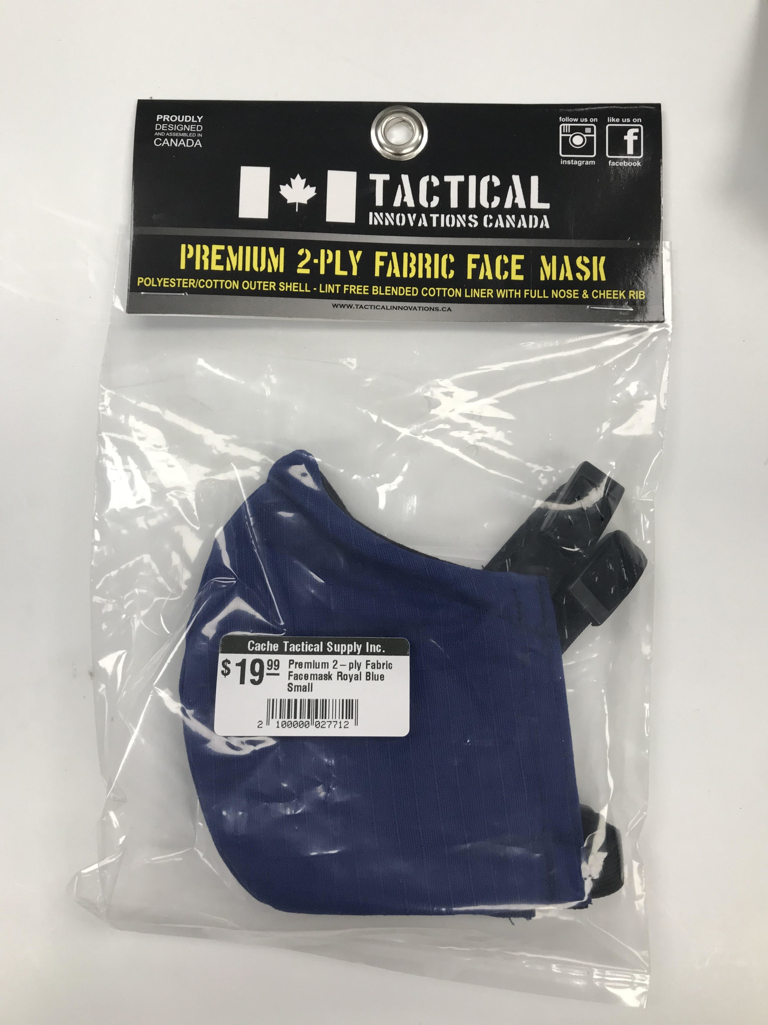 Tactical Innovations Canada Premium 2-ply Fabric Facemask Small