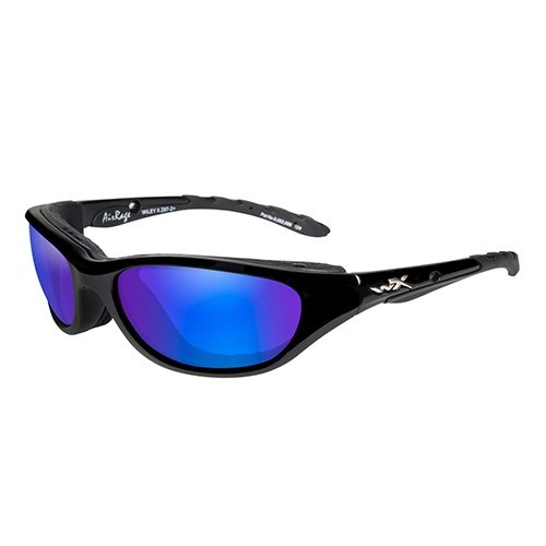 Wiley X AirRage Shooting Glasses with Polarized Blue Mirror Lens and Gloss Black Frame