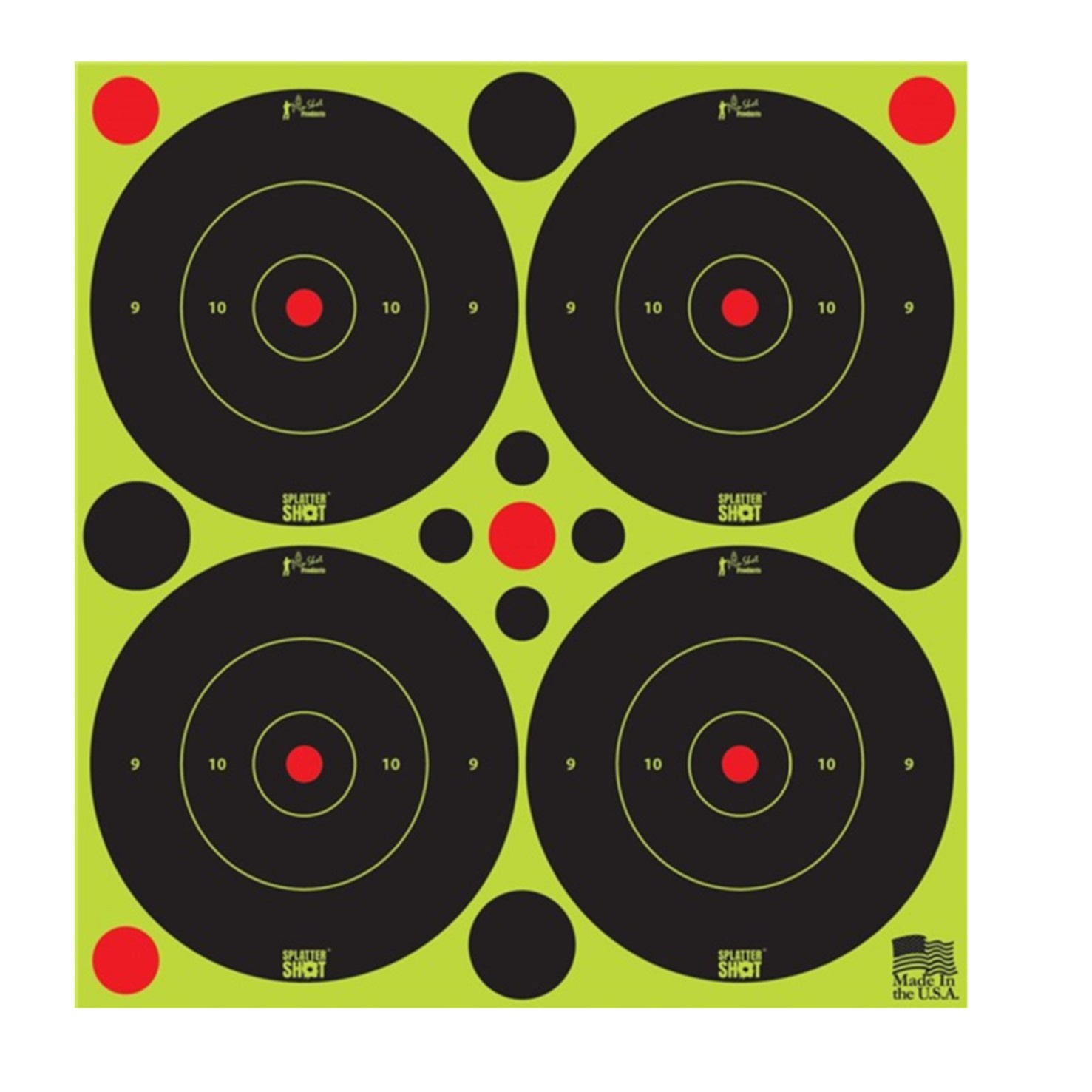 Pro-Shot 3" SplatterShot  Green Bullseyes with Pasters - Peel & Stick  -48 Targets