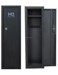 HQ Outfitters Ready To Assemble 8 Gun Cabinet, Key Lock, 55"x17"x12", Black