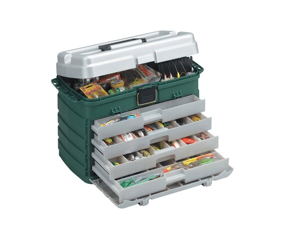 Plano Four Drawer Tackle Box- Green Metallic / Silver