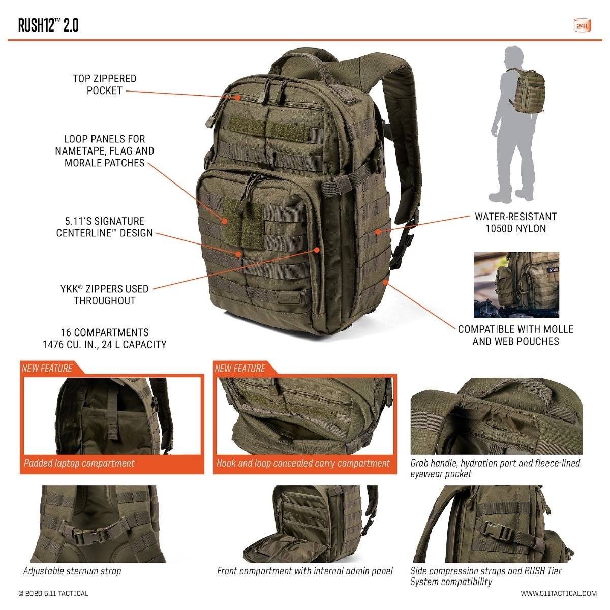 5.11 Tactical Rush 12 2.0  Multicam Backpack