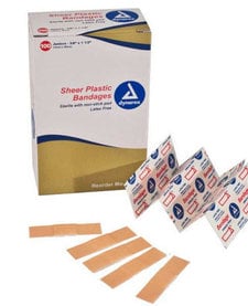 Sheer Plastic Adhesive Bandage 3/8”x1-1/2”