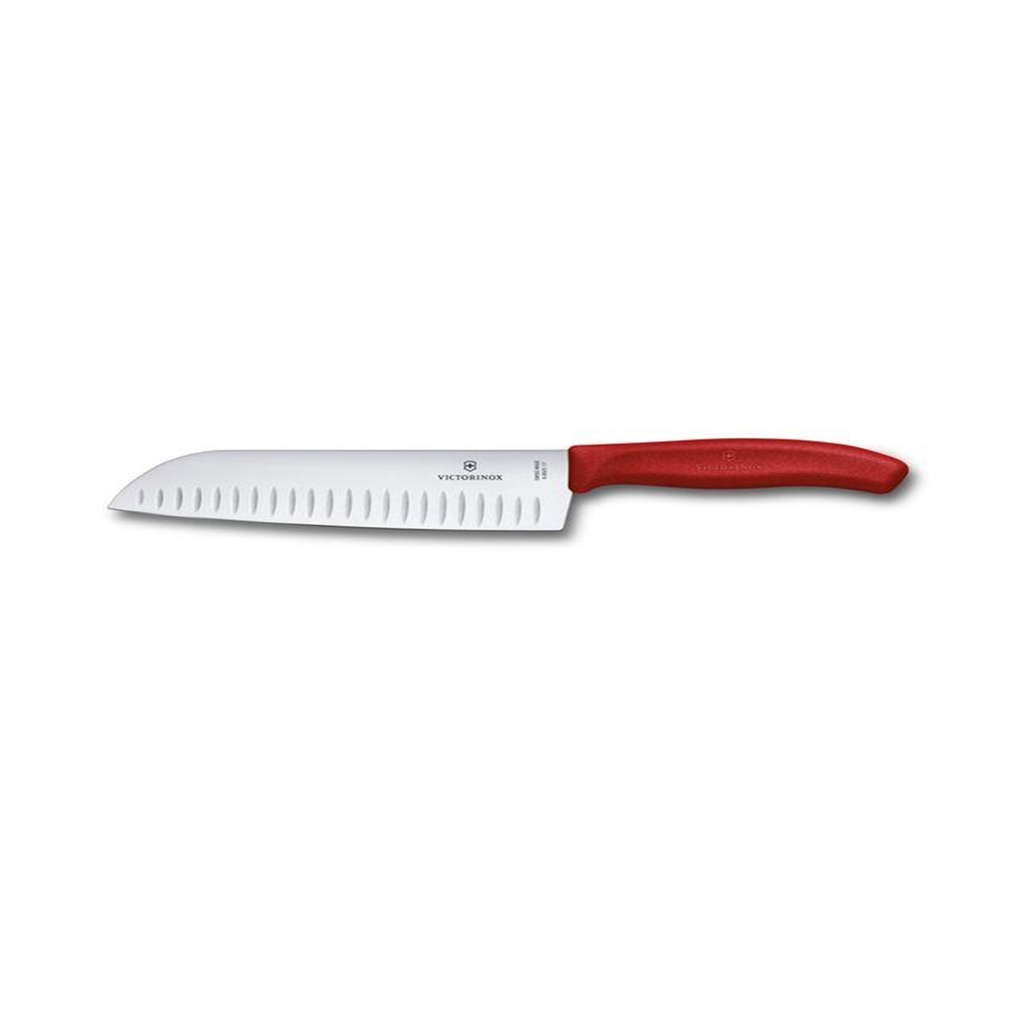 Victorinox Swiss Army Classic Santoku Knife, Fluted Edge, Red