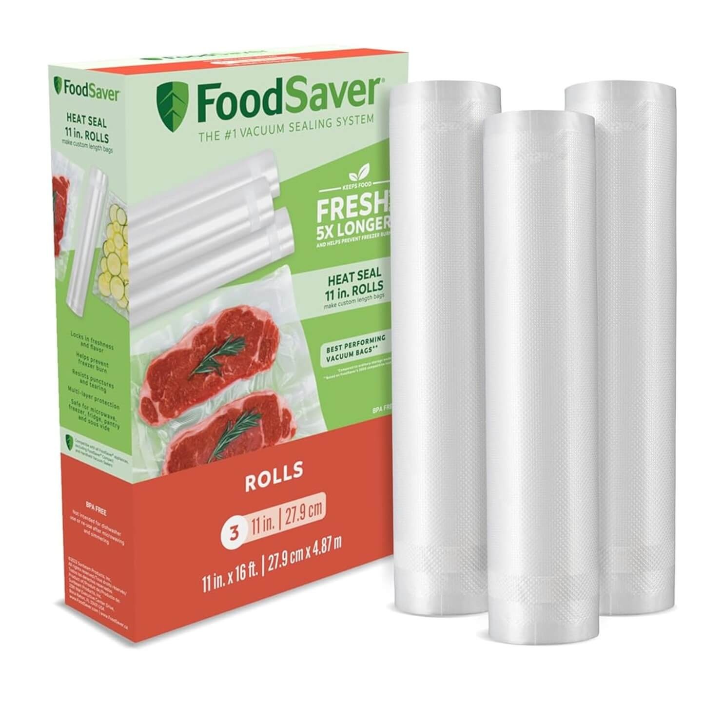 Foodsaver 11" x 16' Vacuum Seal Roll, 3 Pack