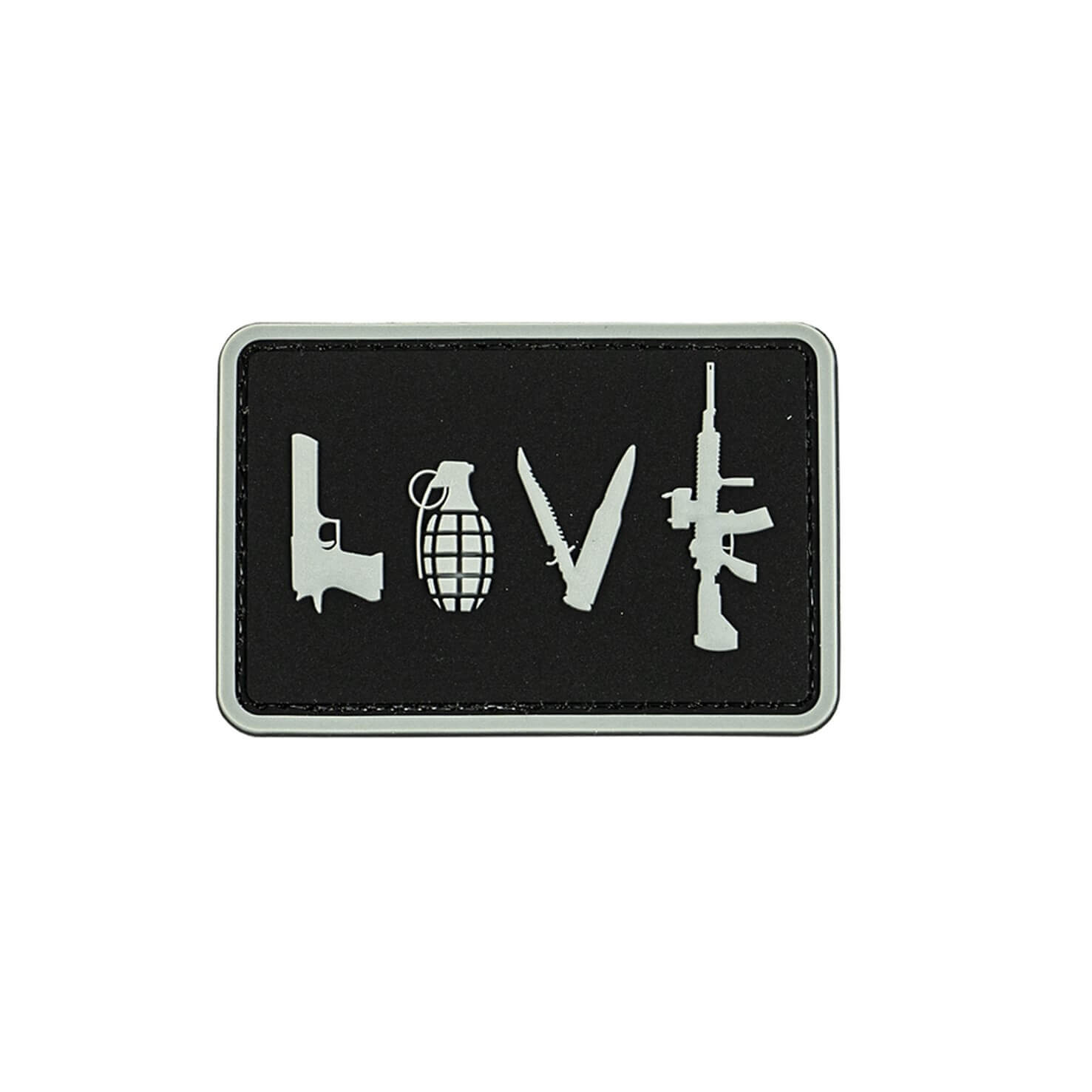 Merica Life LOVE - Pistol Grenade Knife Rifle Patch Black/Grey