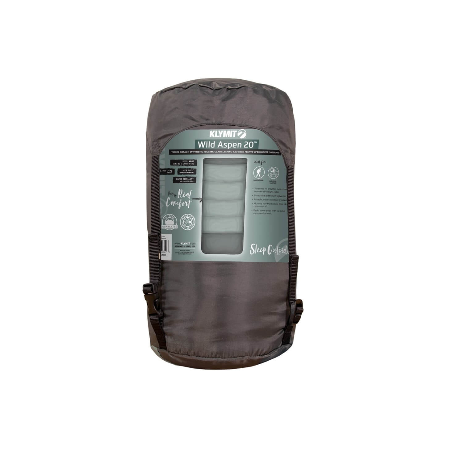 Klymit Wild Aspen 20 Rectangle Sleeping Bag - Green