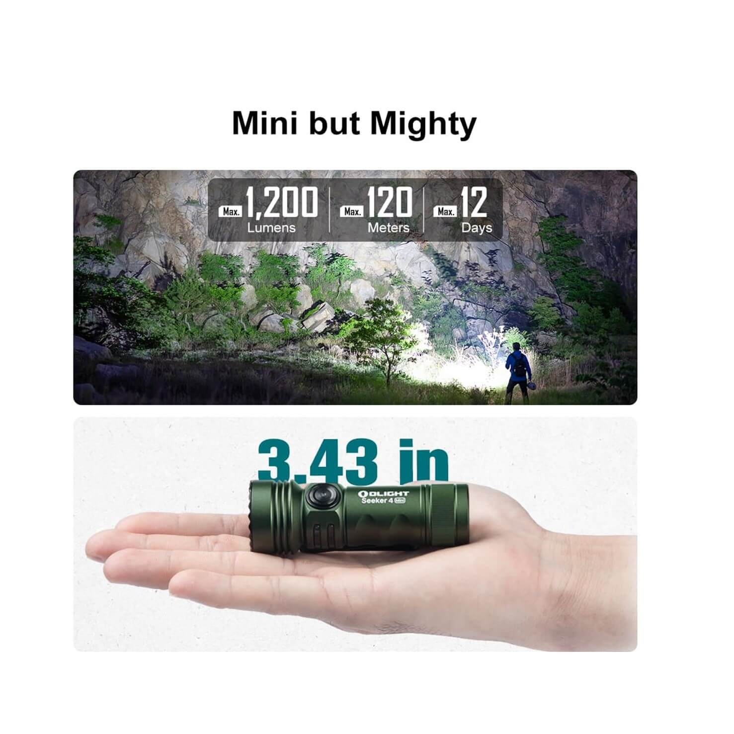 Olight Seeker 4 Mini EDC W/ White Light And UV , OD Green , CW
