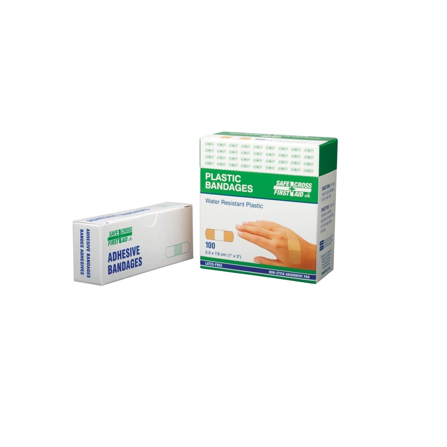 Safe Cross Bandages, Rectangular/Square, 3", Plastic, Sterile
