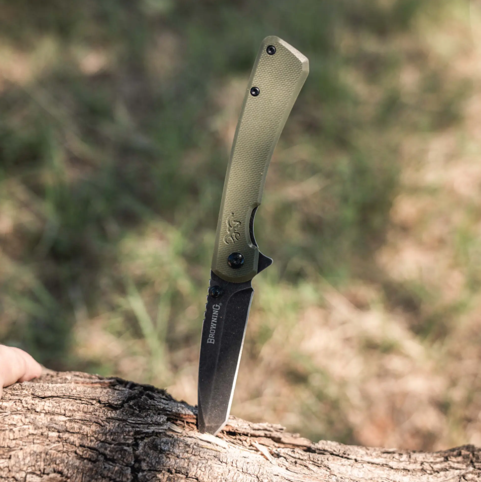 Branded Rock Folder Tanto - OD Green G10
