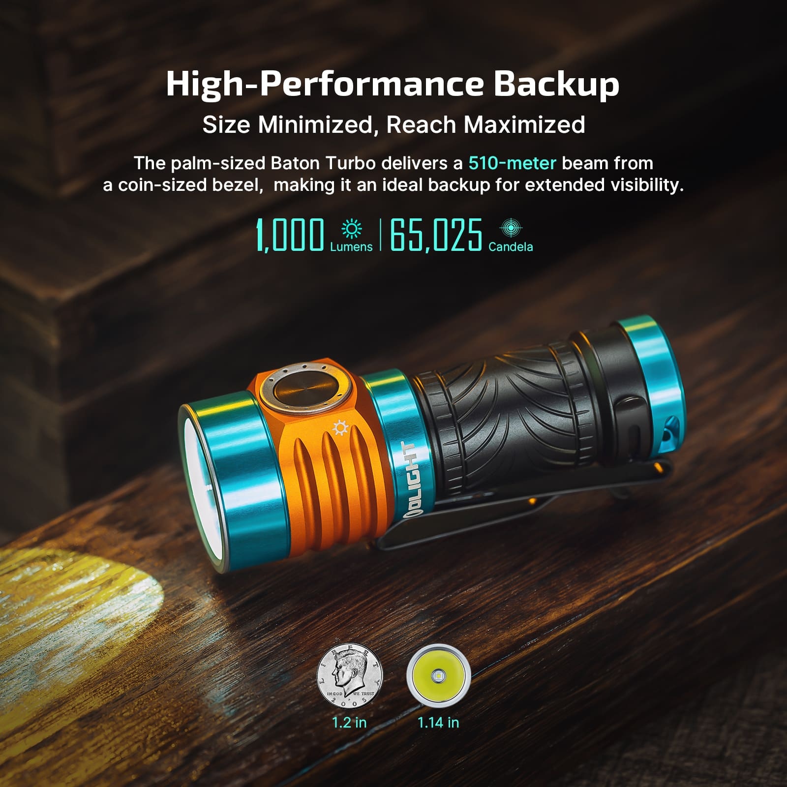Olight Baton Turbo Compact EDC Flashlight with 510m Long-Range Beam