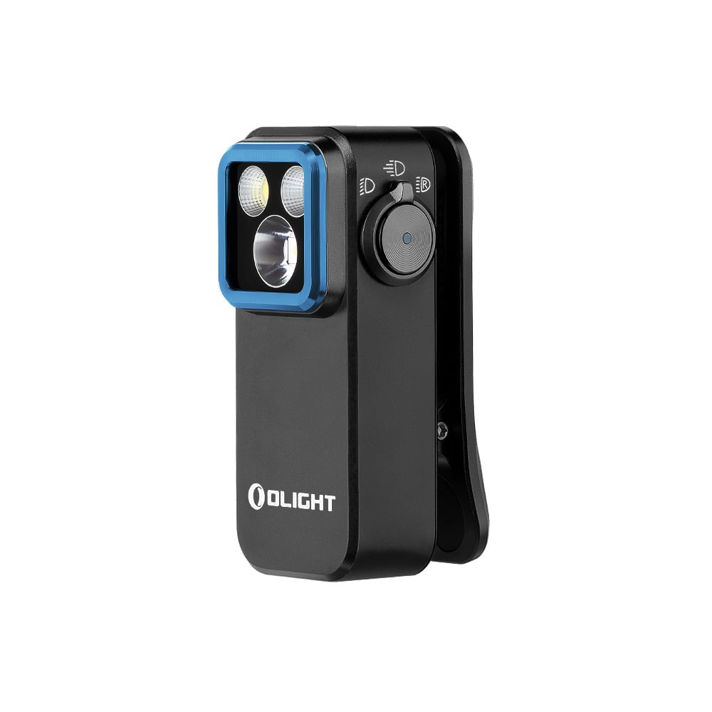 Olight Oclip Pro Clip on Flashlight with Floodlight Spotlight and Red Light- Black