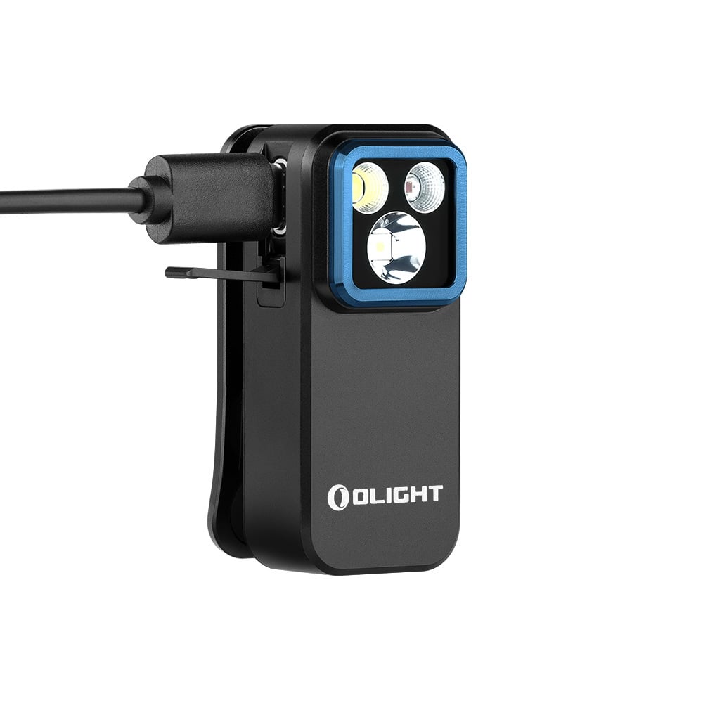 Olight Oclip Pro Clip on Flashlight with Floodlight Spotlight and Red Light- Black