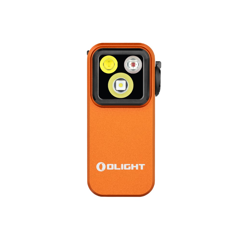 Olight Oclip Pro Clip on Flashlight with Floodlight Spotlight and Red Light- Orange