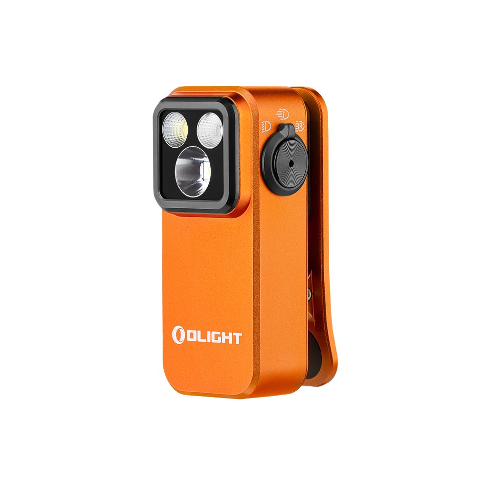 Olight Oclip Pro Clip on Flashlight with Floodlight Spotlight and Red Light- Orange