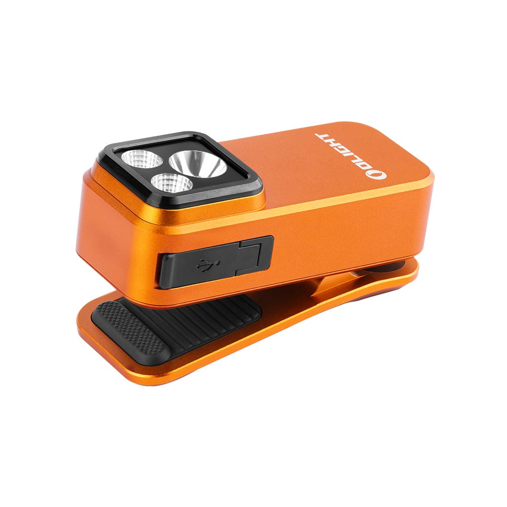 Olight Oclip Pro Clip on Flashlight with Floodlight Spotlight and Red Light- Orange