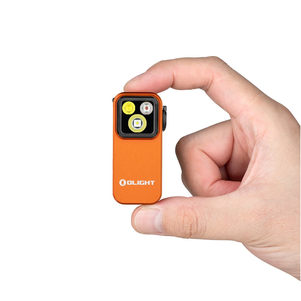 Olight Oclip Pro Clip on Flashlight with Floodlight Spotlight and Red Light- Orange